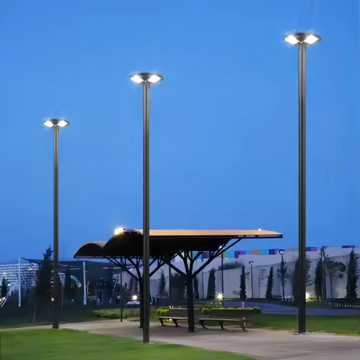 Round solar lamp for garden and outdoor lighting - view 6