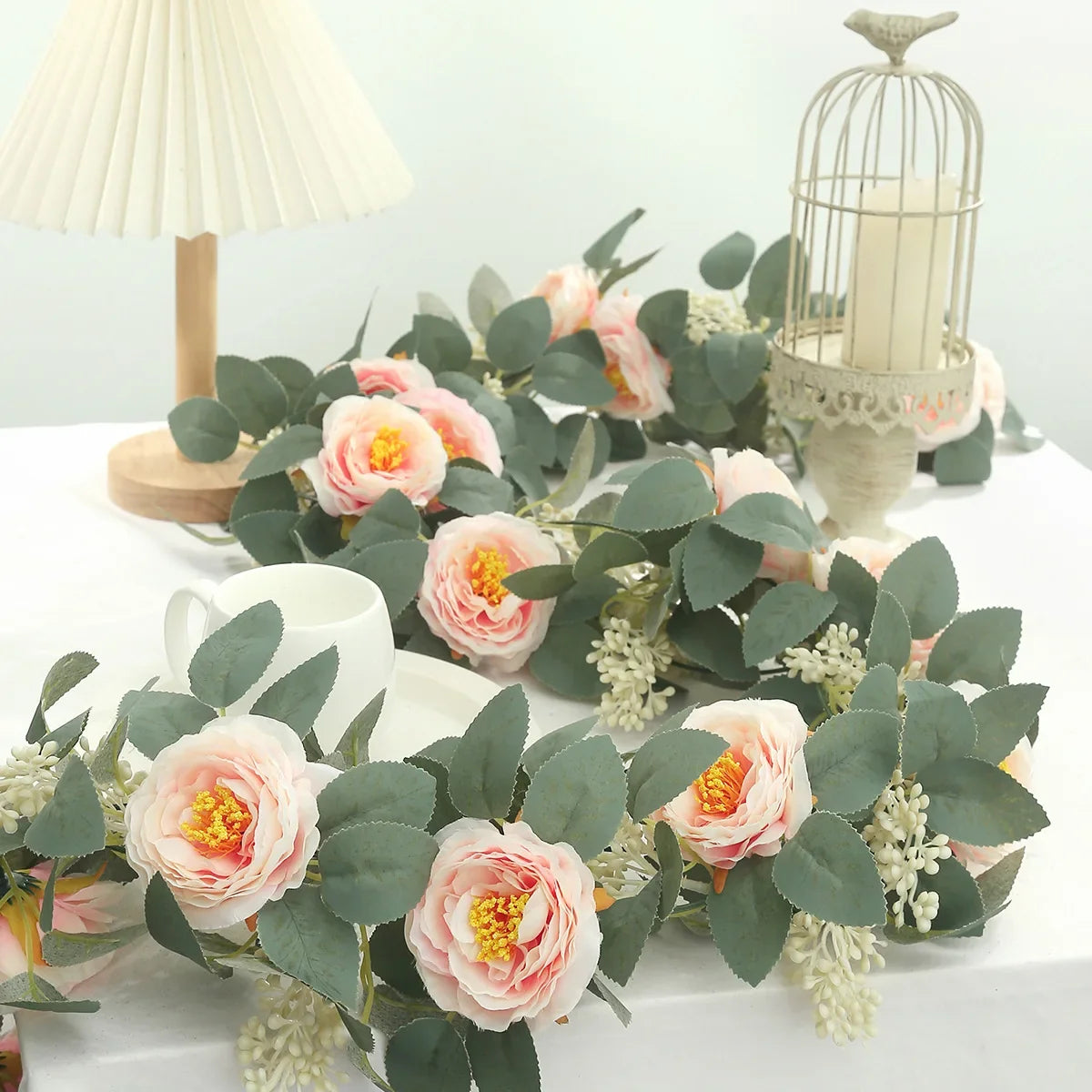 Silk simulation pink false flower artificial decorative vines - view 3