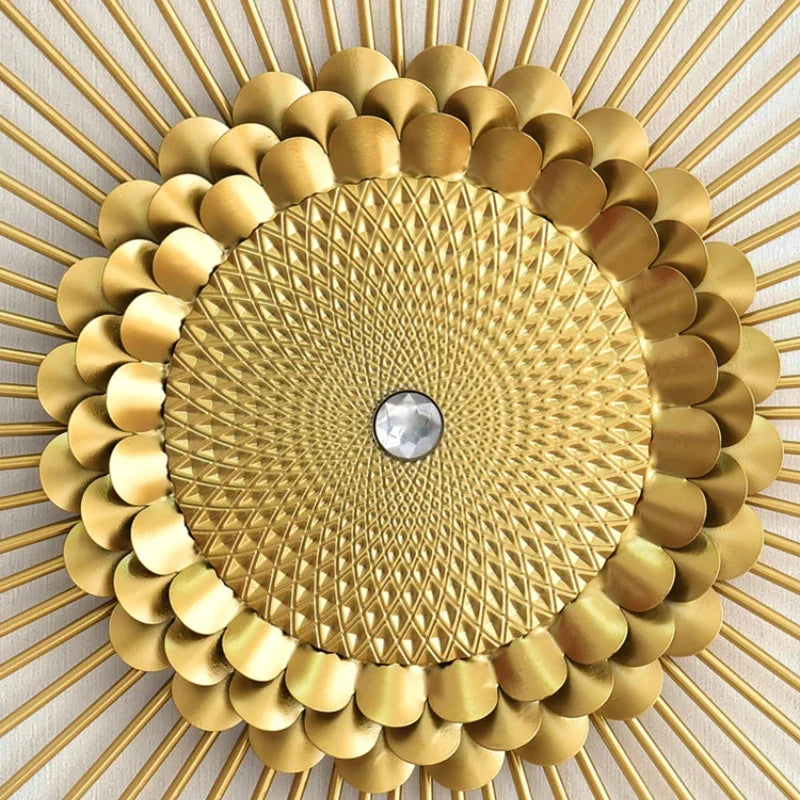 Creative Iron Golden Pendant for Living Room, Luxury Wall Hanging Mirror, Home Hallway decor, Metal Wall Artistic for Bedroom - view 3