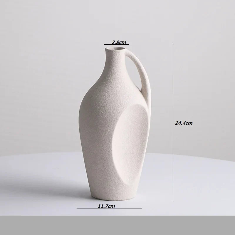 Nordic ins style home ceramic vases, light luxury decoration, living room, TV cabinet, decorative ornaments - WHITE