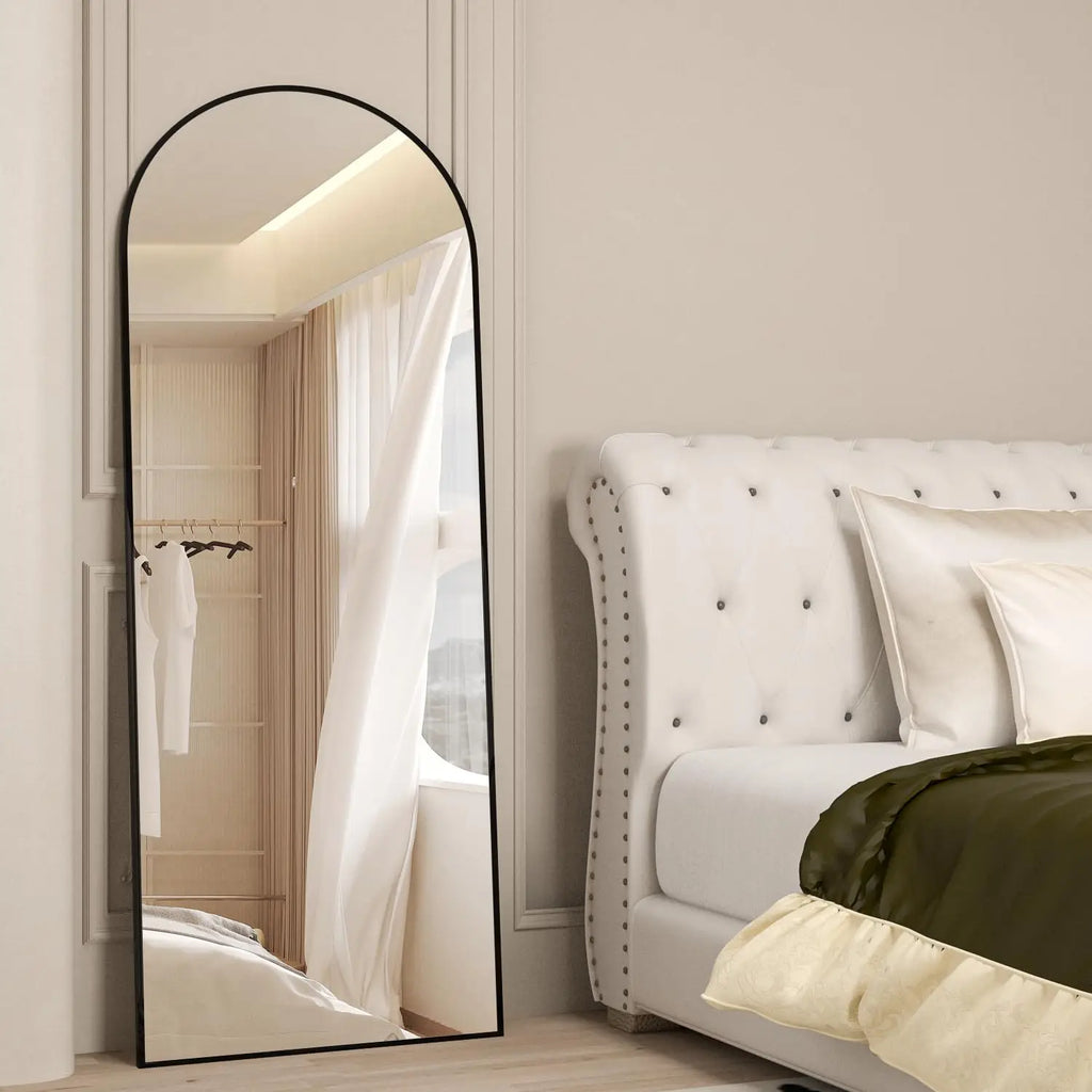 CASSILANDO Arched Full Length Mirror 64" x 21", Floor Standing Mirror, Unique Vertical Mirror, Gold Metal Frame Mirror - view 3