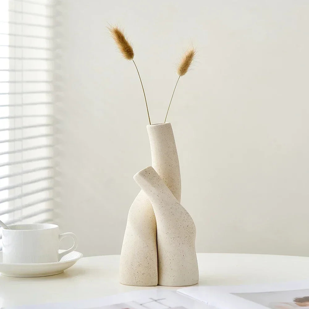 Modern hand-made frosted ceramic vase for dried flowers - view 4