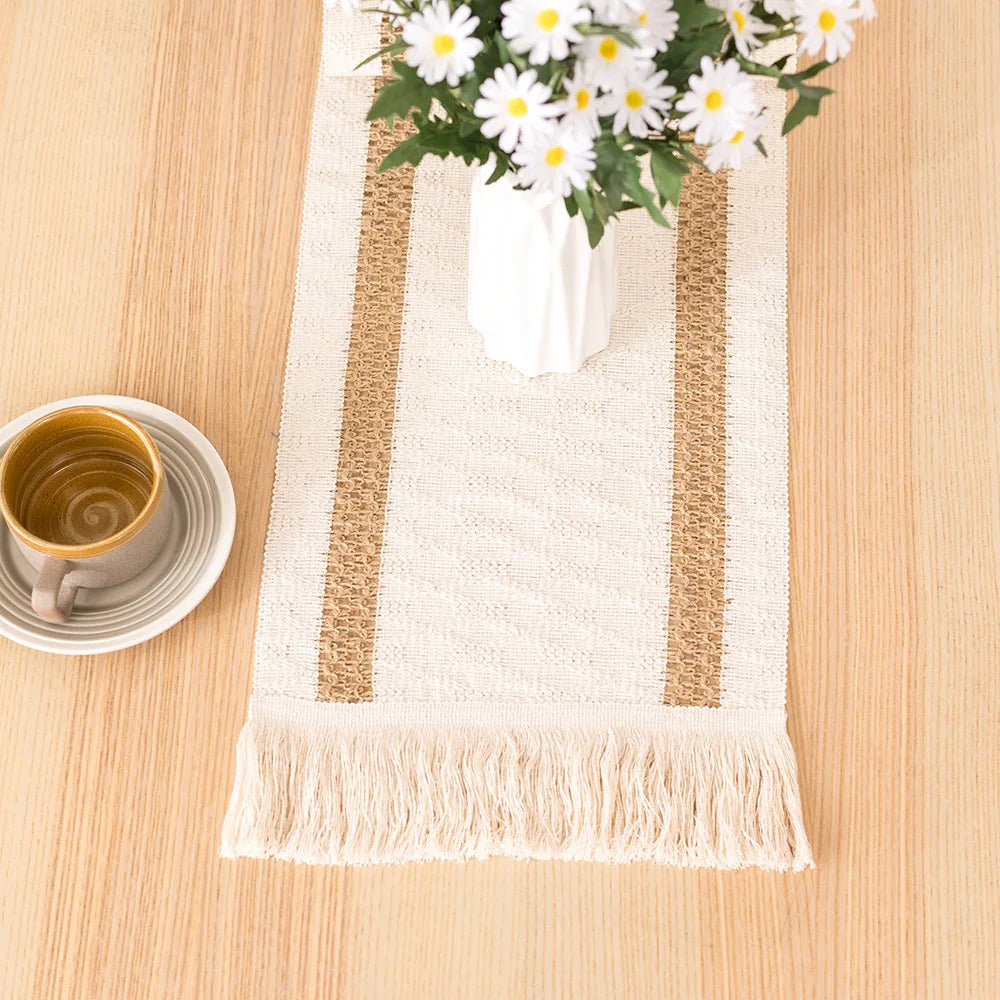 Country style table runner woven tiles pattern - 30x120cm