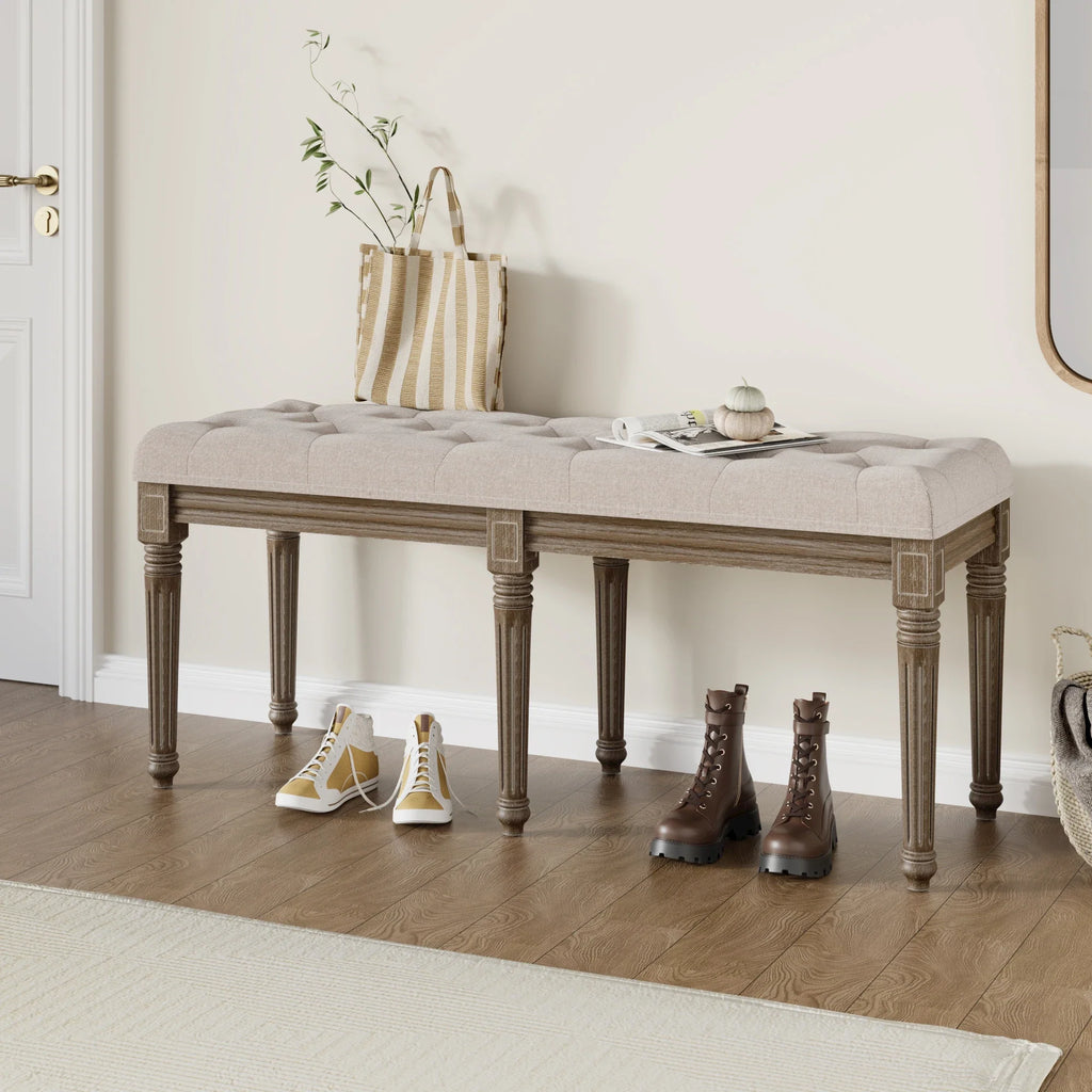 Wooden upholstered entrance bench for footwear and storage - view 3