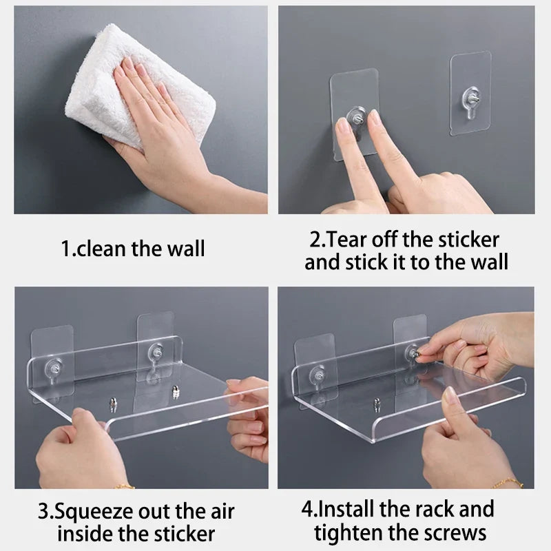 Transparent acrylic floating wall shelf for organized storage - view 3