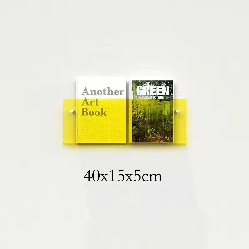 Floating acrylic wall shelf with magazine holder and literature organizer - 40cm 5mm Thickness 10