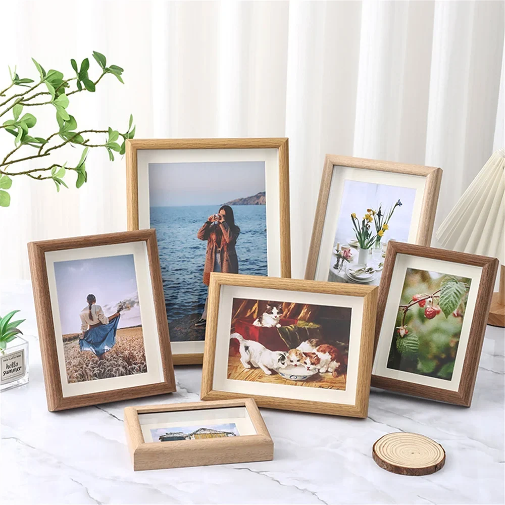 Wooden picture frame for portraits family wedding and travel