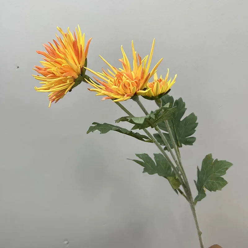 Artificial plant chrysanthemum touch realistic decoration mall - Yellow