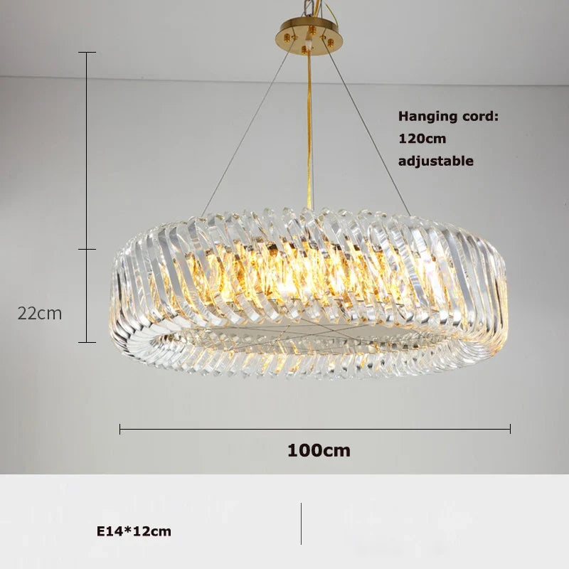Glass chandelier art decorative crystal with variable intensity trend 2024 - Dimmable / 100cm / Gold frame