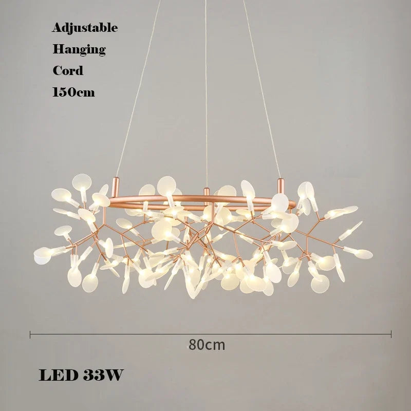 Creative chandelier in stainless steel and acrylic for interior decoration - Dia80cm B / Rose Gold / Dimmable
