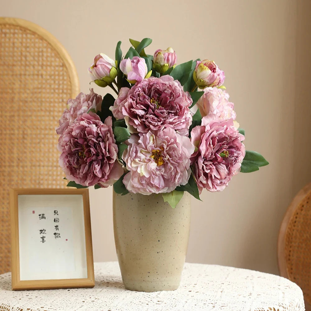 Artificial silk peonies bouquet for wedding and interior decoration - view 4