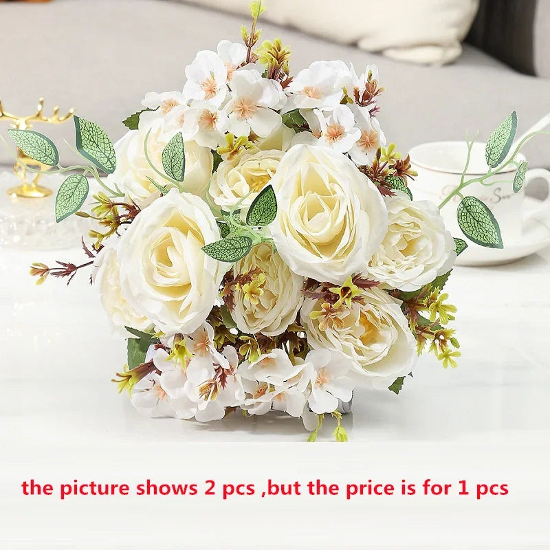 Bouquet of artificial flowers for elegant interior decoration - White