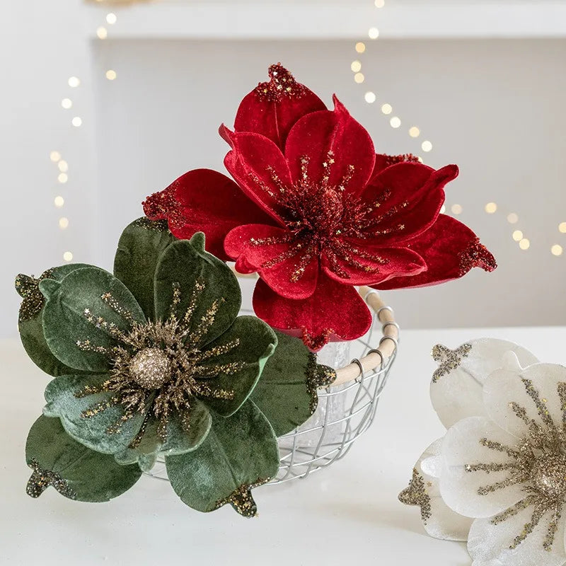 Artificial Christmas flower glitter Christmas tree decorations 1 piece