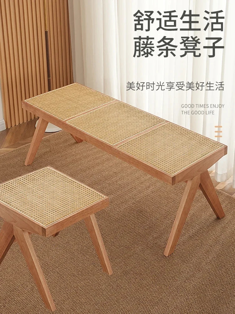 Solid rattan bench for versatile and modern use
