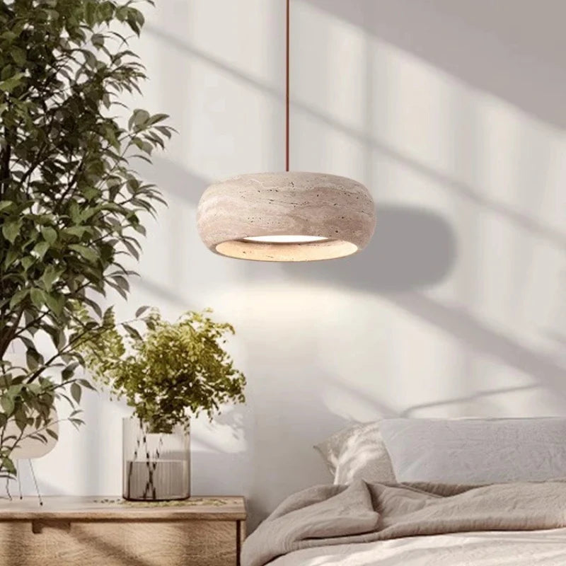 Led-style stone wabi sabi pendant light for interior decoration - view 3