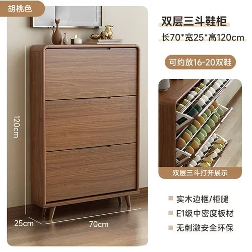 Minimalist vintage wooden shoe shelf and space gain - Style17