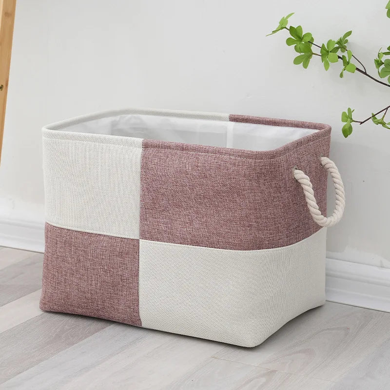 Foldable storage basket for linen and toys - One