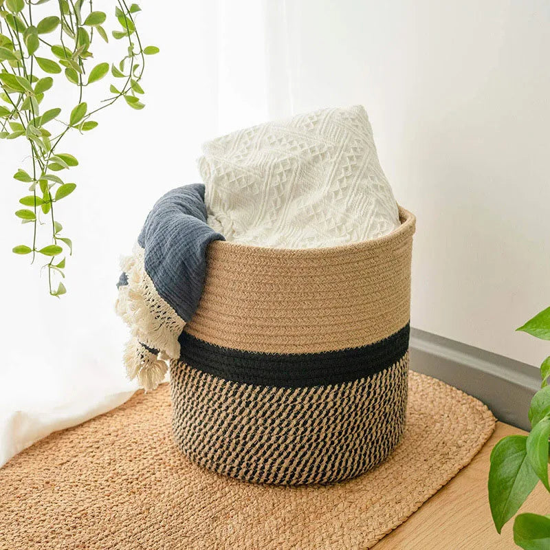 Woven cotton baskets for home storage and decoration - view 3