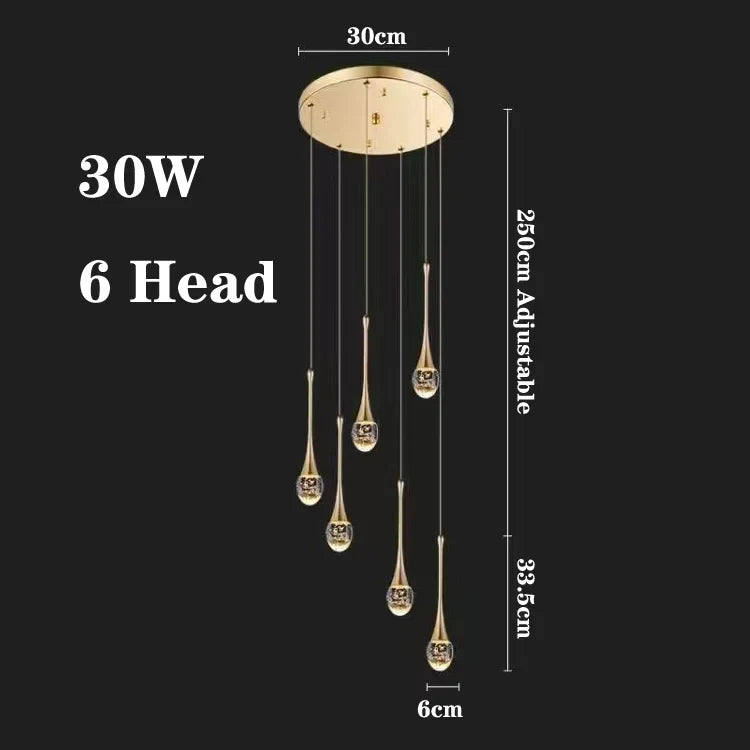 Luxury crystal bubble chandelier for modern decoration - 6 Heads / 6000K Cold White