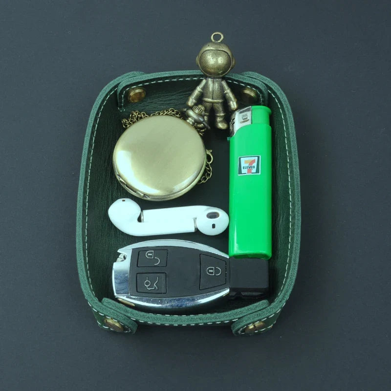Genuine leather storage tray for various objects - view 4