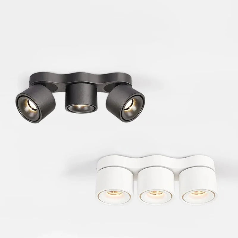 Variable intensity folding rotary led spotlights for interior lighting