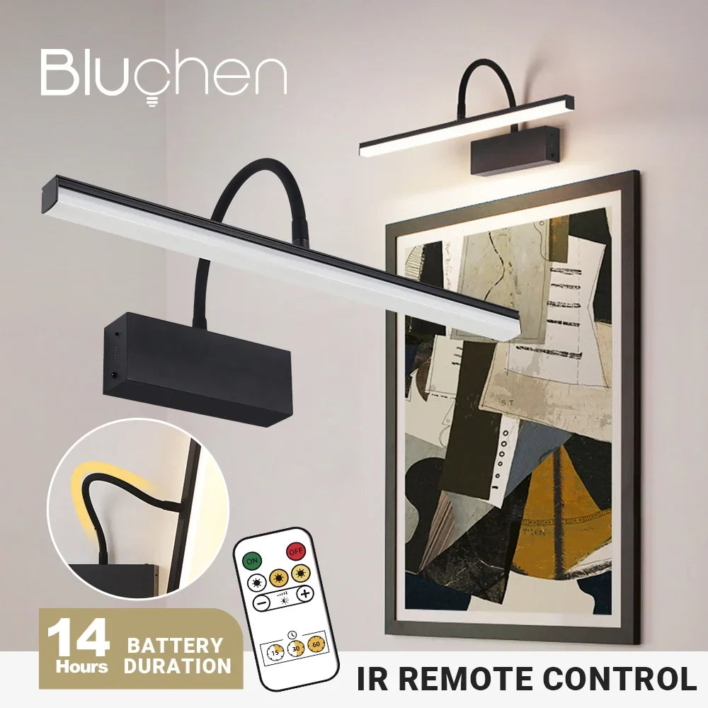 Rechargeable wall sconce with flexible arm for image lighting
