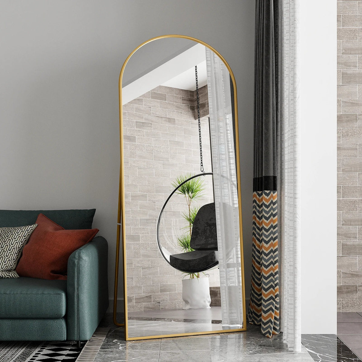 Bow Full Length Mirror 180x80cm, Full Body Wall Mirror With Aluminum Frame,Full Body Mirror for Bedroom Living Room - view 2