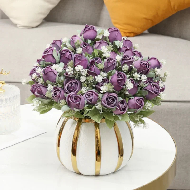 Artificial pink silk floral decoration for indoor and outdoor - view 4