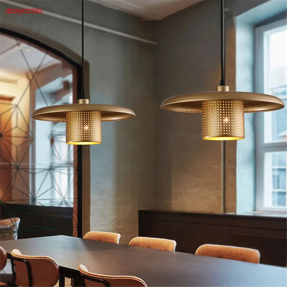 Industrial style metal led chandelier for coffee and bar