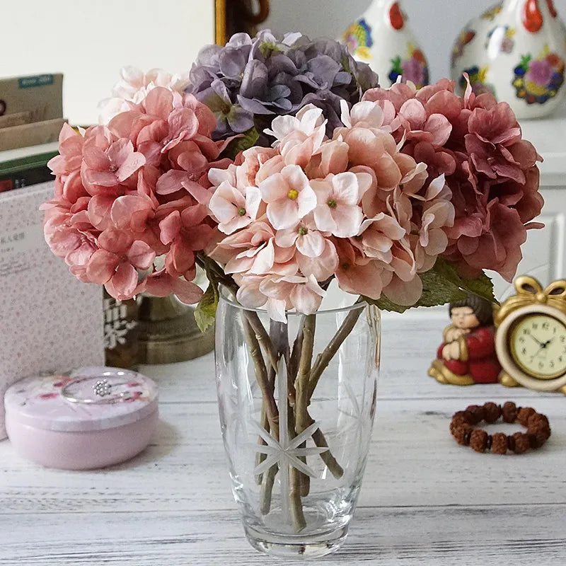 Silk hortensia bouquet for interior decoration and wedding