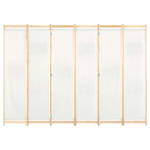 6-Panel Cream Fabric Room Divider Screen, 94.5x1.5 in - view 2