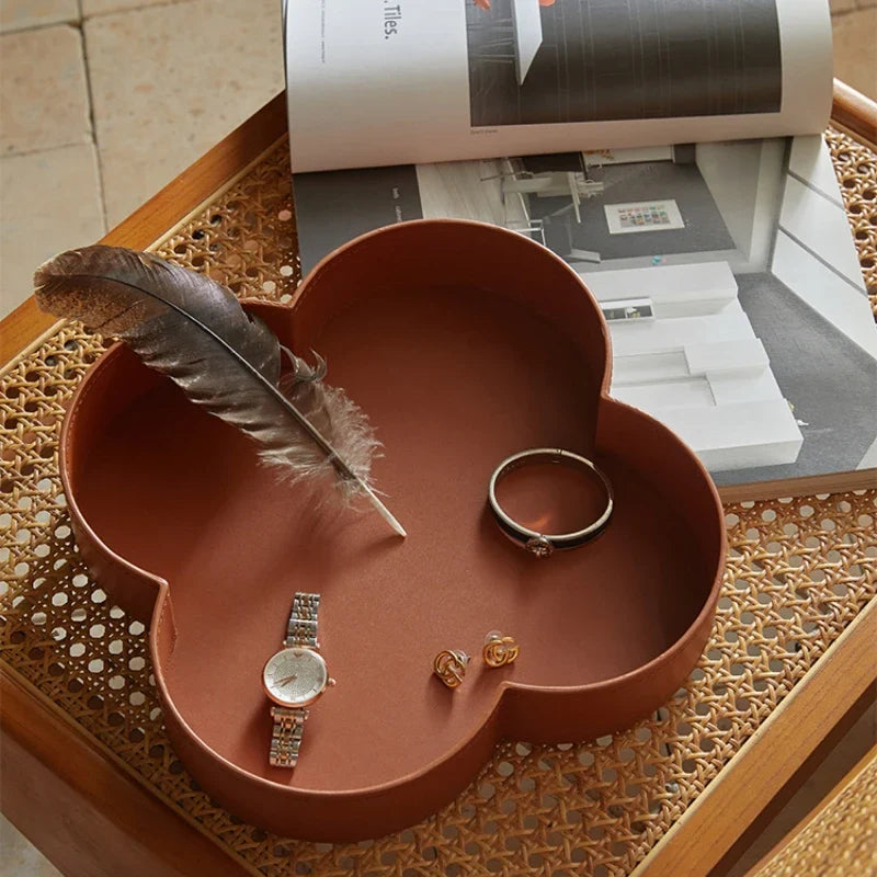 High-end leather round storage box for jewelry and decorative objects - view 5