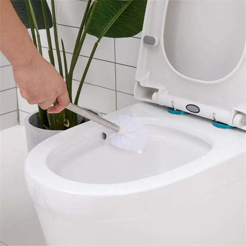 Plastic toilet brush with stainless handle and soft hair - view 8