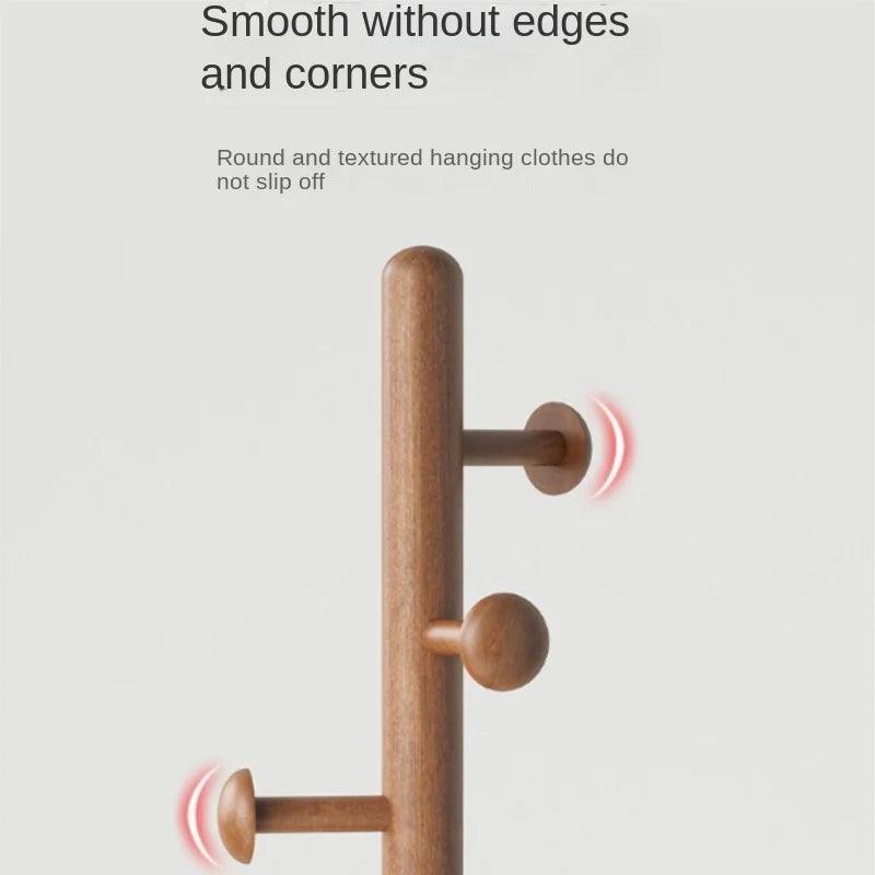 X&D Solid Wood Coat Rack, Floor Hanging Clothes Rack Simple Modern Bag Rack Bedroom Household Single Pole Vertical Drying Rack - view 2