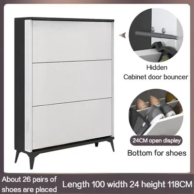 Modern luxury minimalist shoe cabinets ultra-thin furniture organizer - White 100x24x118CM