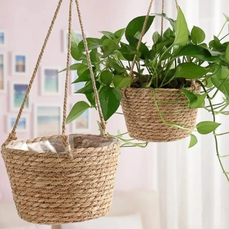 Classic Macrame Jute Rope Hanging Planter, Indoor Outdoor