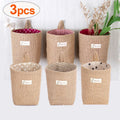 Set of 3 hanging baskets in jute canvas for decorative storage