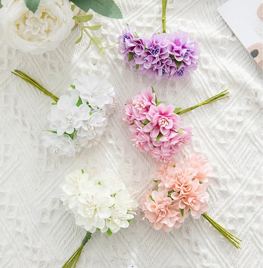 Bouquet of artificial hortensia mini flowers for decoration and DIY - view 2