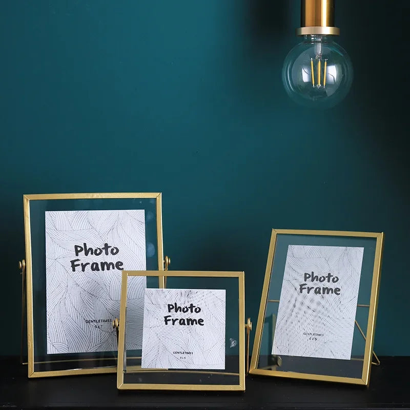 Picture frame in gold metal Nordic wall decoration for baby and family - Gold / 4 inches