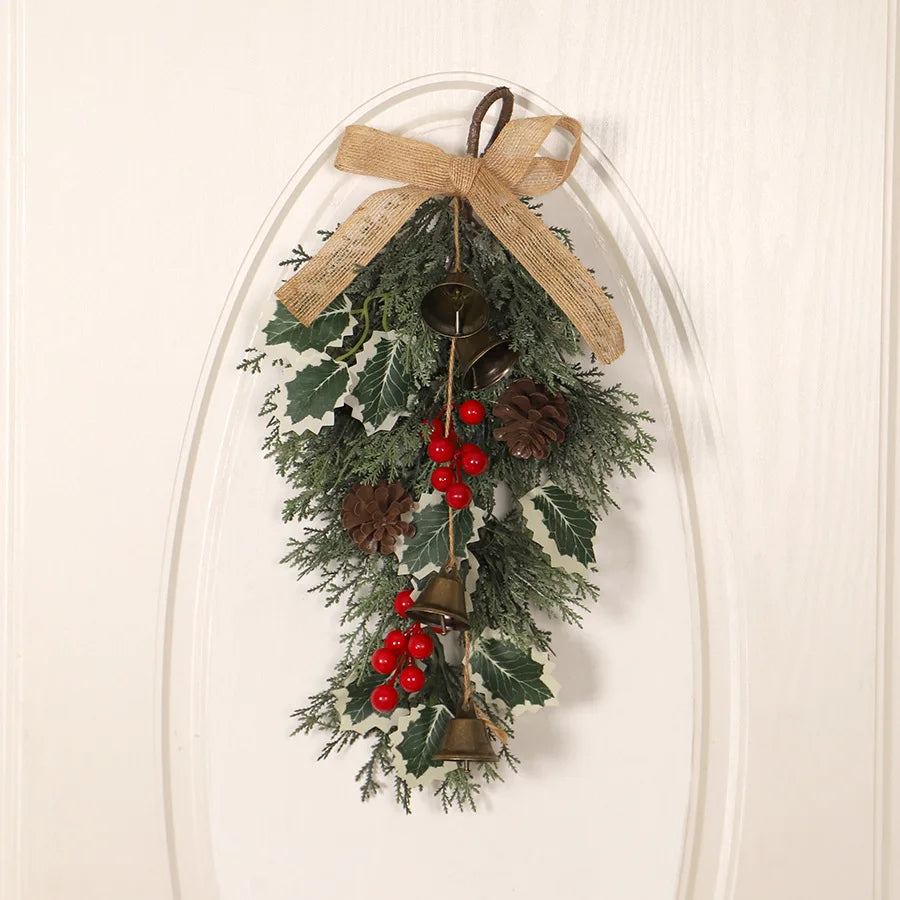 Christmas crown door decoration with bays and bells - view 3