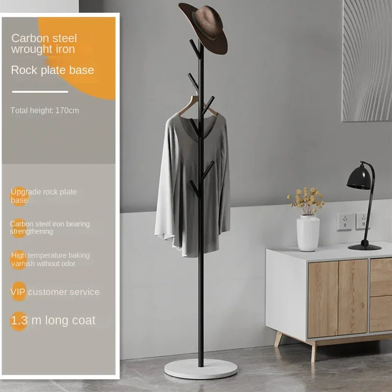 Floor To Floor Bedroom Light Luxury Rock Plate Base Metal Hanger, Marble Scarf and Bag Rack for Entering The Home Coat Rack - Style9