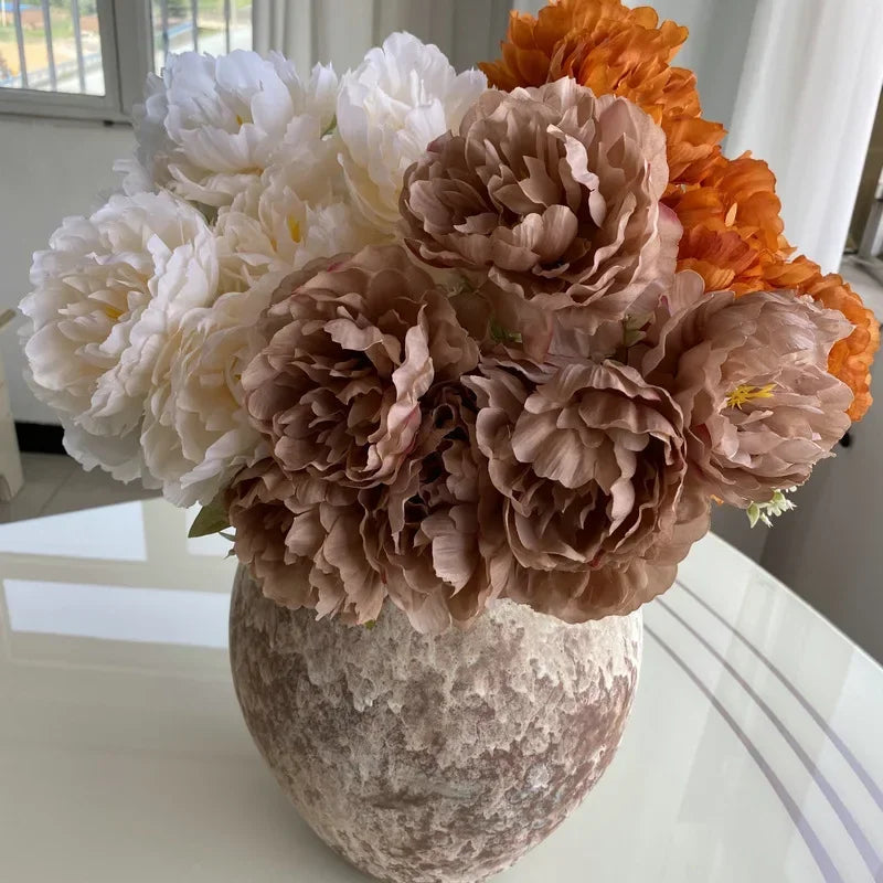 Bouquet of seven silk peonies for interior decoration and wedding - view 5