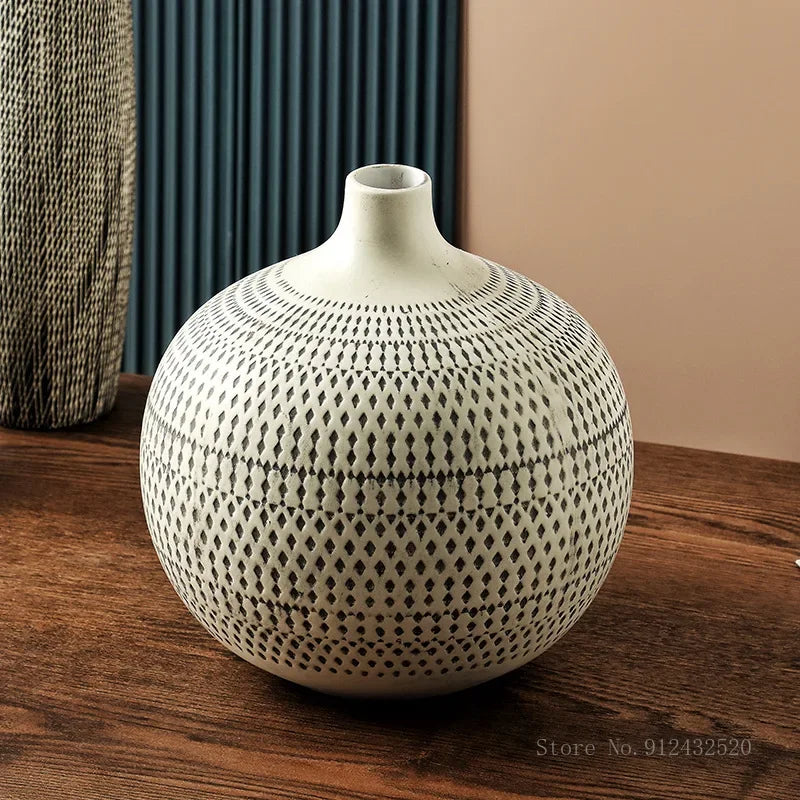 Geometrically Shaped Ceramic Flower Arrangement, Home decor, Dining Room Bedroom Living Room Office decor Creative Art Vase, 1Pc - view 3