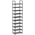 SONGMICS Shoe Rack, 10-Tier Metal Shoe Storage Organiser, Customisable Design, Metal Frame, Space-Saving Rack - black