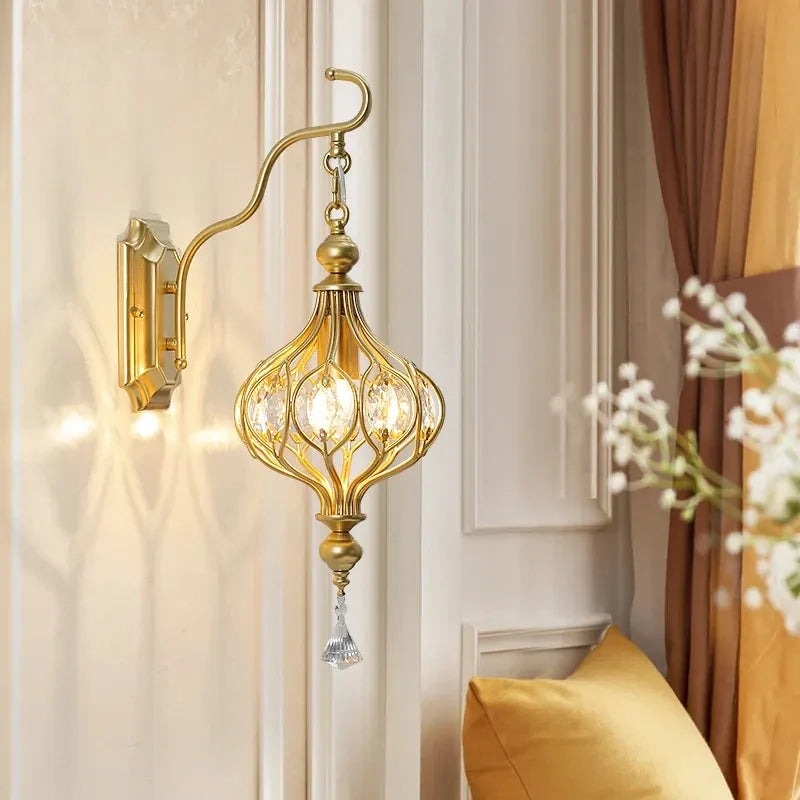 Crystal retro pendant light for elegant interior decoration - Golden Wall Sconce