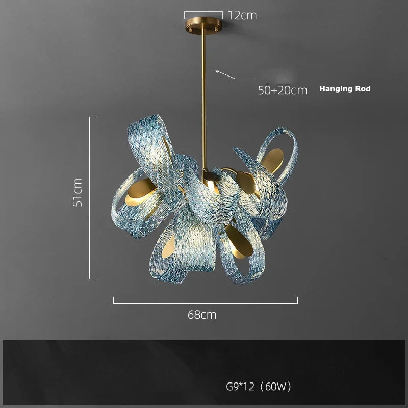 Hanging chandelier in glass crystal modern lighting for interior - Neutral light / 68cm