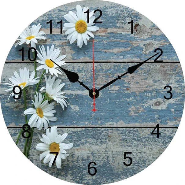 Vintage wall clock in decorative and silent wood - 22-0691 / 8 inches (20cm)
