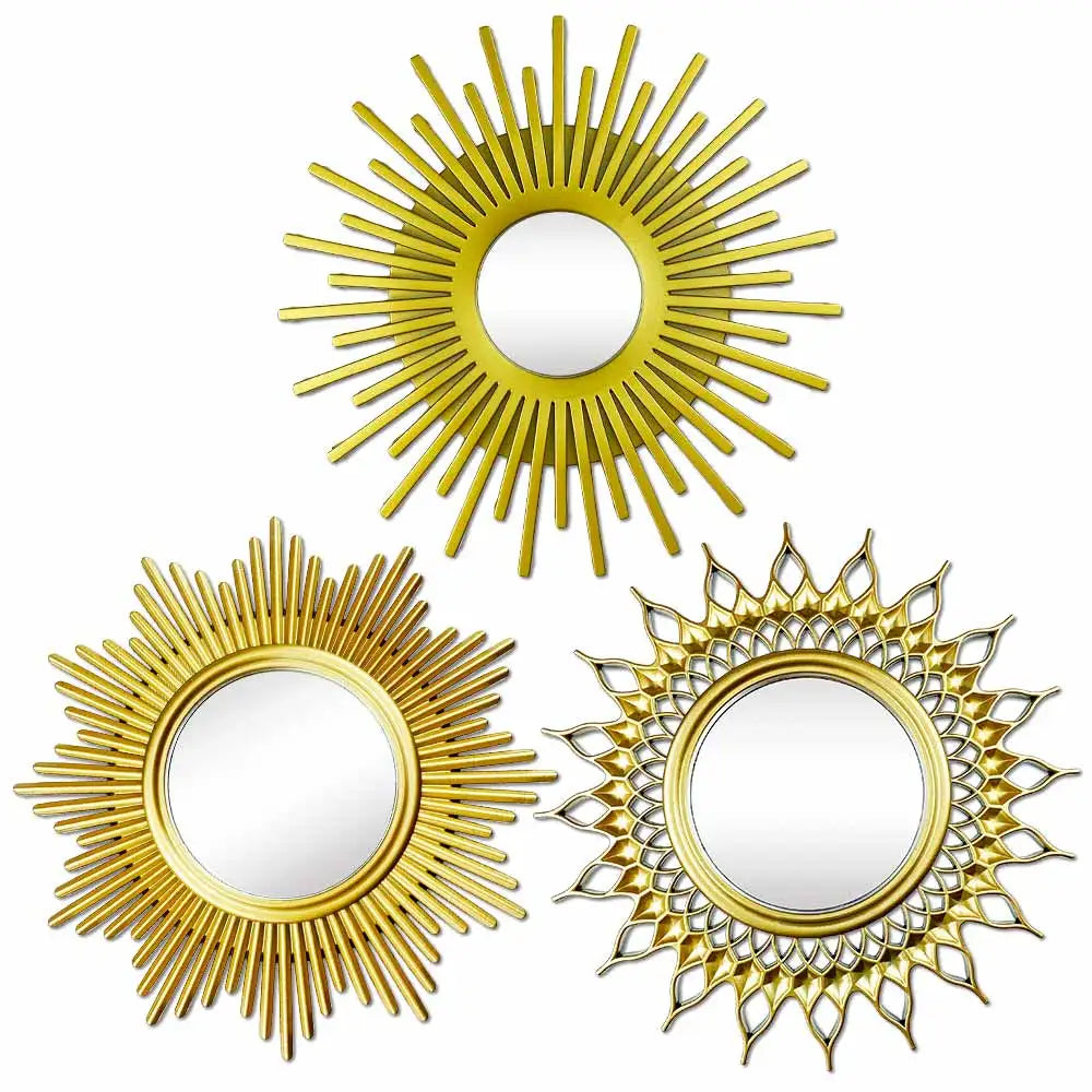 Decorative golden mirror wall decorative vintage boho for interior - Golden Sun Mirror 06