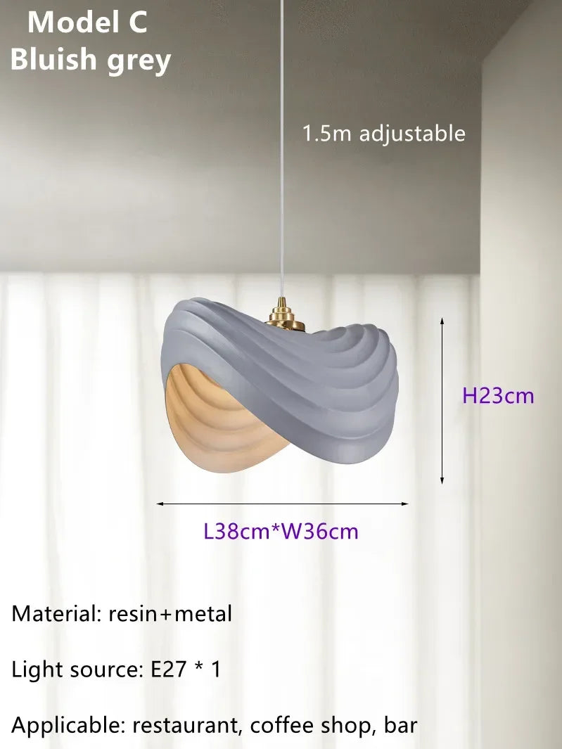 Modern Nordic design art pendant light for interior decoration - C-Bluish Gray / Natural Light