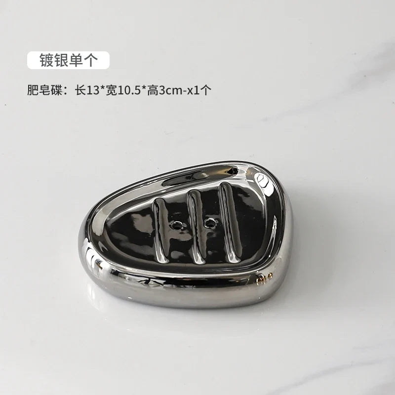 Ceramic bathroom accessories for interior decoration - Silver Soap Dish
